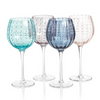 Portofino White Dot Glassware - Navy Blue - Wine Glass-Blue Hand Home