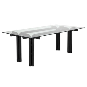 Pipe Dining Table, Steel/Glass Top-Blue Hand Home