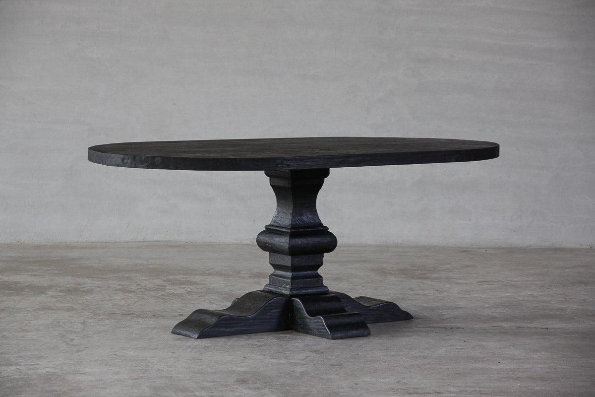 Reclaimed Elm 72&quot; Racetrack Oval Dining Table - Pedestal Leg-Blue Hand Home