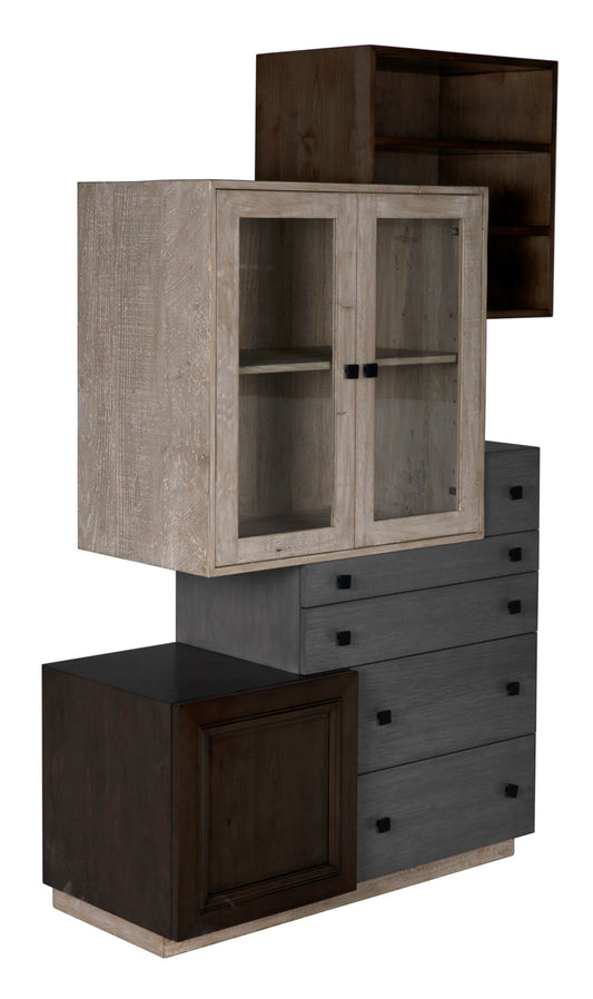 Juxtapose Cabinet, Oak, Alder, Reclaimed Lumber - 50x20x78-Blue Hand Home