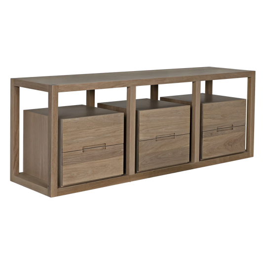 Grant Console, Oak & Oak Plywood - 83x22x30-Blue Hand Home