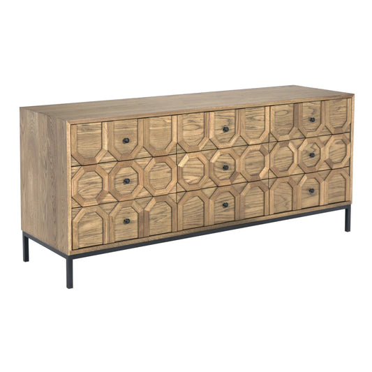 Hadley Buffet, Oak/Steel Base-Blue Hand Home