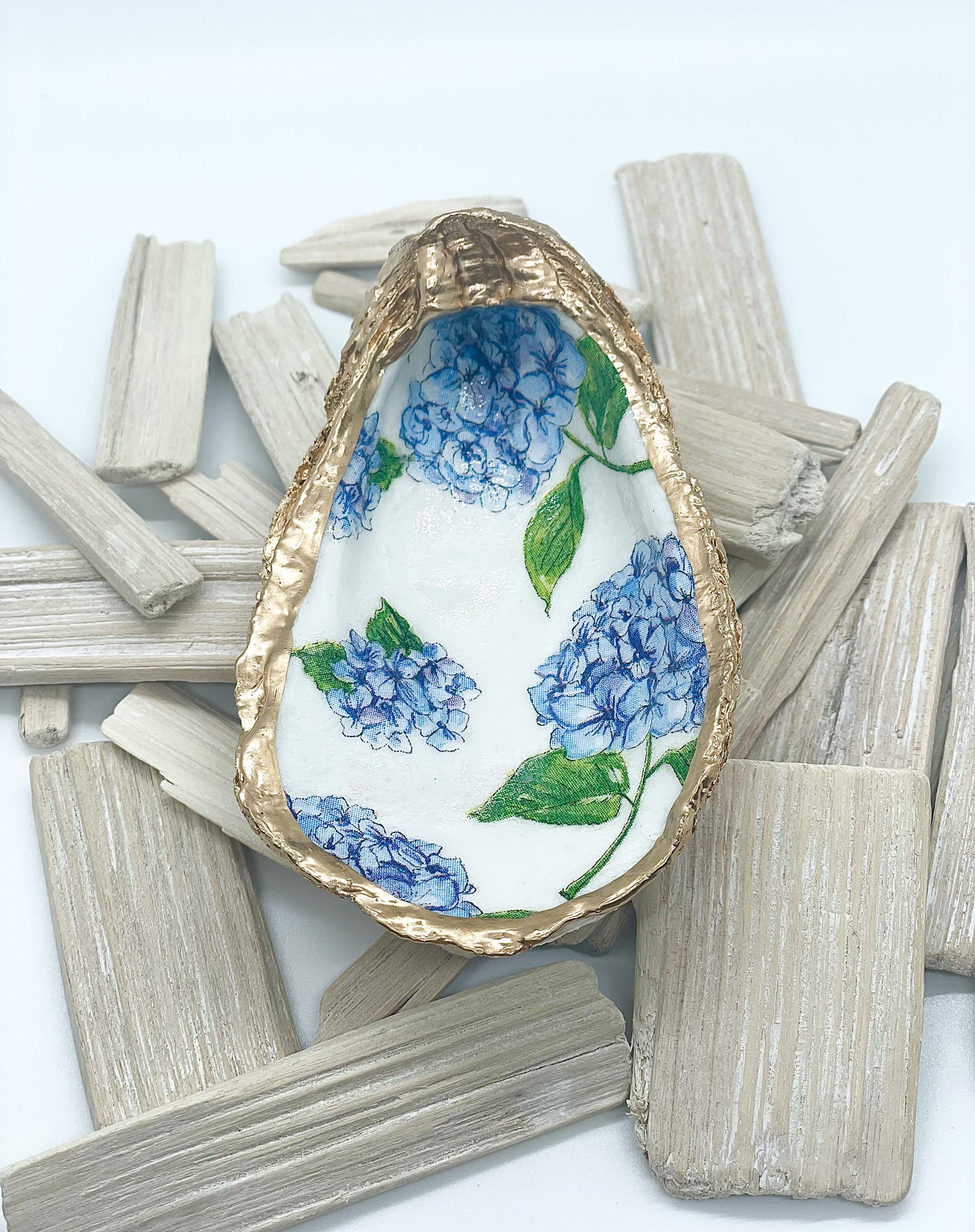 Oyster Trinket Dish-Blue Hand Home