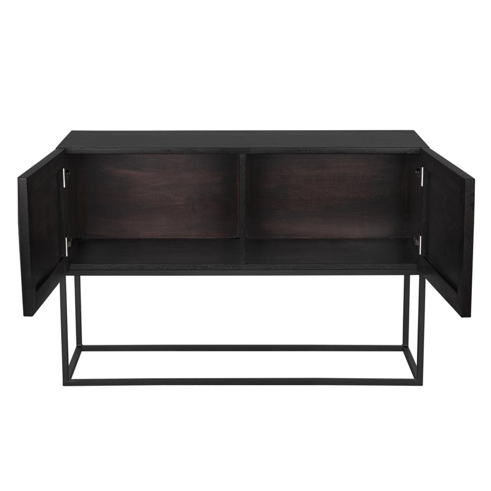 Small Zurich Console, Ebony Walnut with Steel-Blue Hand Home