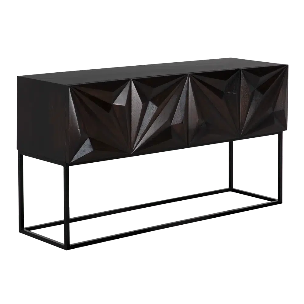 Zurich Console, Ebony Walnut with Steel by Noir-Blue Hand Home