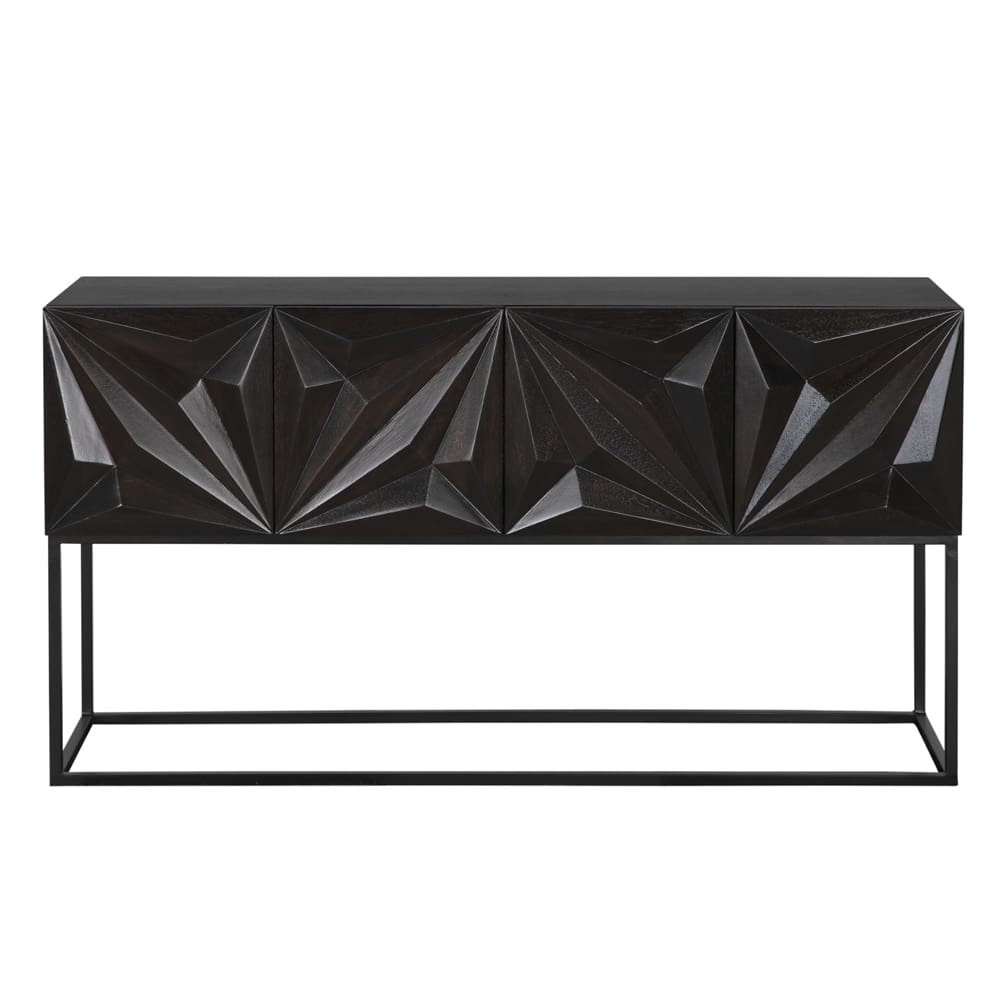 Zurich Console, Ebony Walnut with Steel by Noir-Blue Hand Home