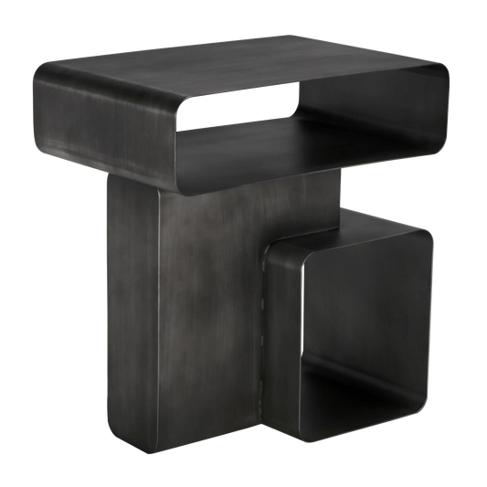 Danville Side Table, Gun Metal Finish by Noir-Blue Hand Home