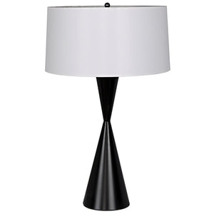 Noble Table Lamp with Shade, Black Steel-Noir Furniture-Blue Hand Home