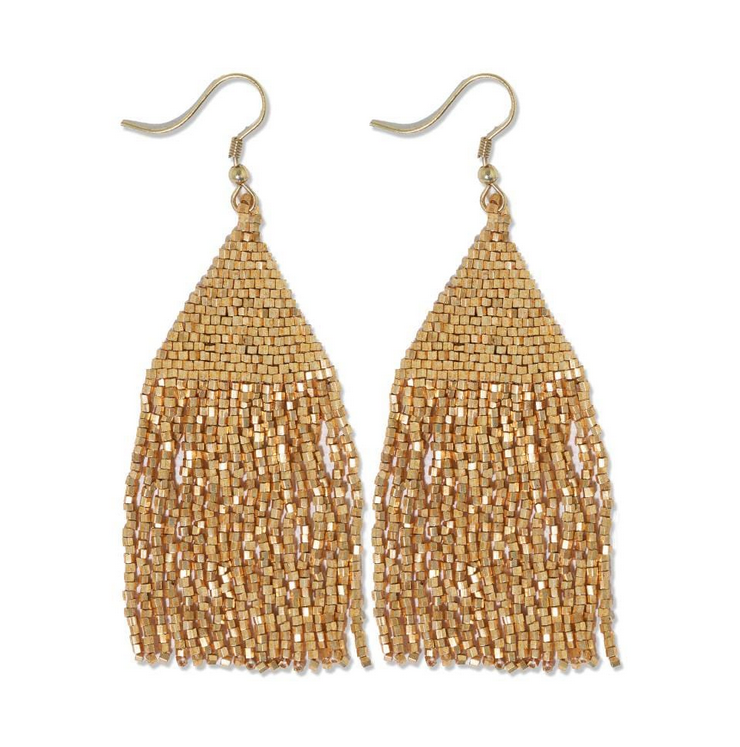 Lexie Solid Beaded Fringe Earrings-Blue Hand Home