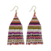 Lexie Horizontal Stripe Beaded Fringe Earrings Jaipur-Blue Hand Home