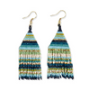 Lexie Horizontal Stripe Beaded Fringe Earrings Blue-Blue Hand Home