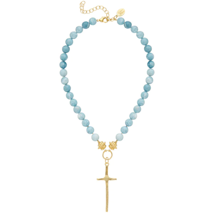 Nellie Cross Necklace-Blue Hand Home