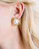 Handcast Gold & Coin Pearl Clip Earrings-Blue Hand Home