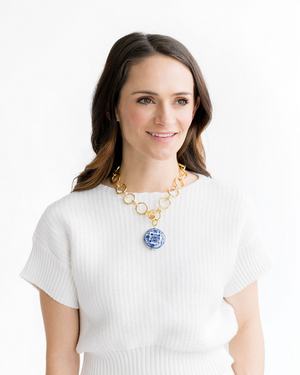 Blue & White Sage Toggle Necklace-Blue Hand Home