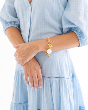 Cotton Pearl Toggle Bracelet-Blue Hand Home