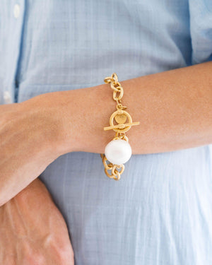 Cotton Pearl Toggle Bracelet-Blue Hand Home