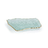 Textured Rectangular Organic Shape Plate with Jagged Gold Rim - Small-Blue Hand Home