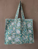 Handmade Cotton Reversible Quilted Floral Tote Bag-Blue Hand Home