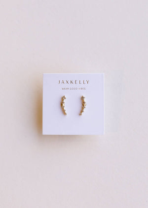 Crawler - Champagne CZ - Gold Earrings-Blue Hand Home