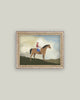 Horse Rider Framed Antique Art-Blue Hand Home