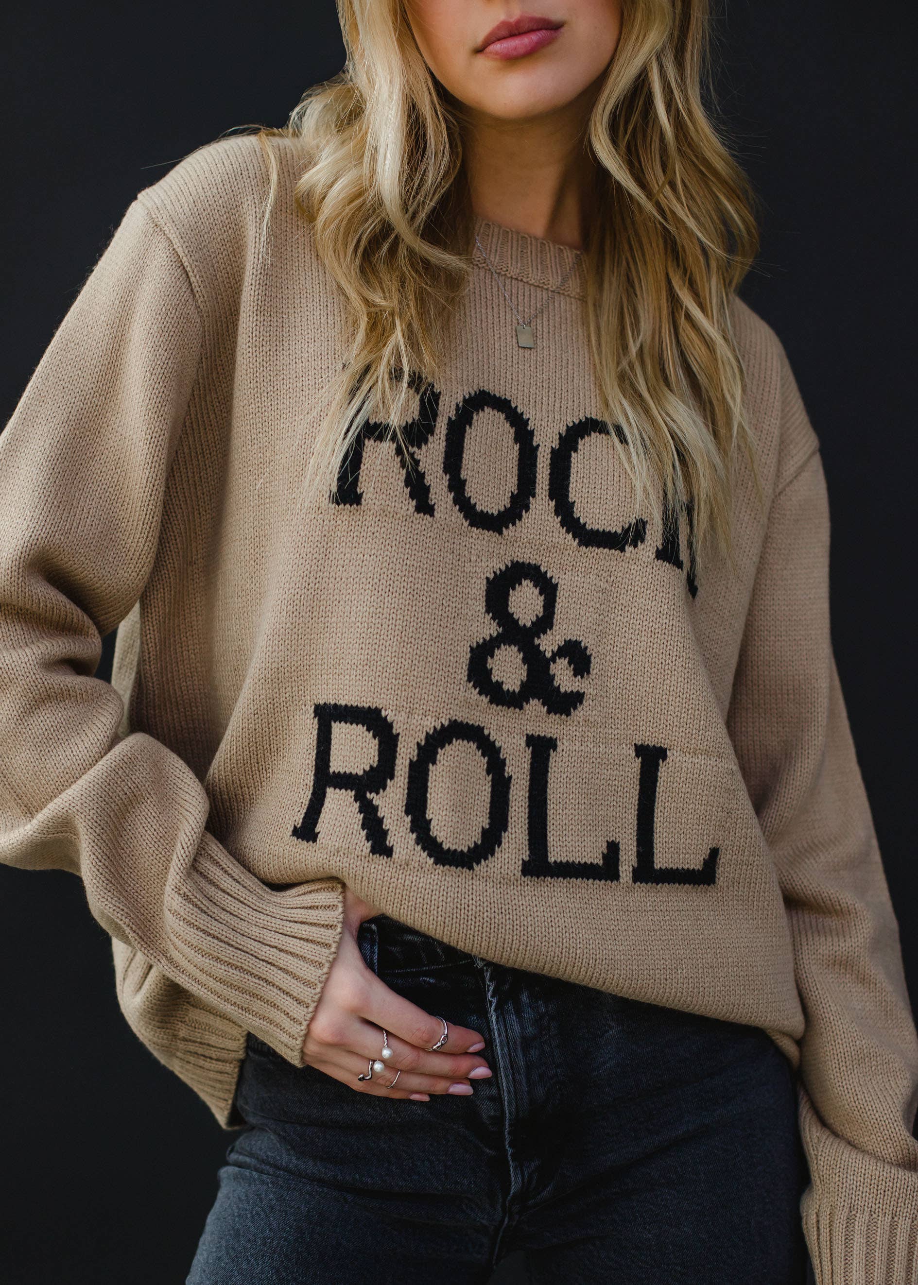 Tan & Black Rock & Roll Sweater-Blue Hand Home