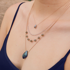 VIBE NECKLACE | LABRADORITE RAINDROP-Blue Hand Home