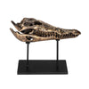 Brass Alligator On Stand, Medium-Noir Furniture-Blue Hand Home