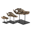 Brass Alligator On Stand, Medium-Noir Furniture-Blue Hand Home