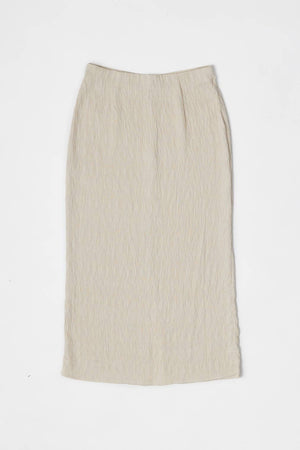 The Miranda Skirt | Textured Midi Skirt with Back Slit-Blue Hand Home