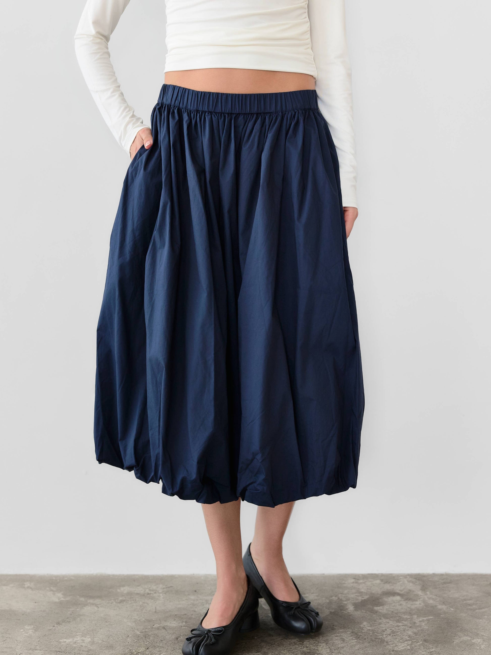 The Bella Skirt | Midi Bubble Skirt-Blue Hand Home