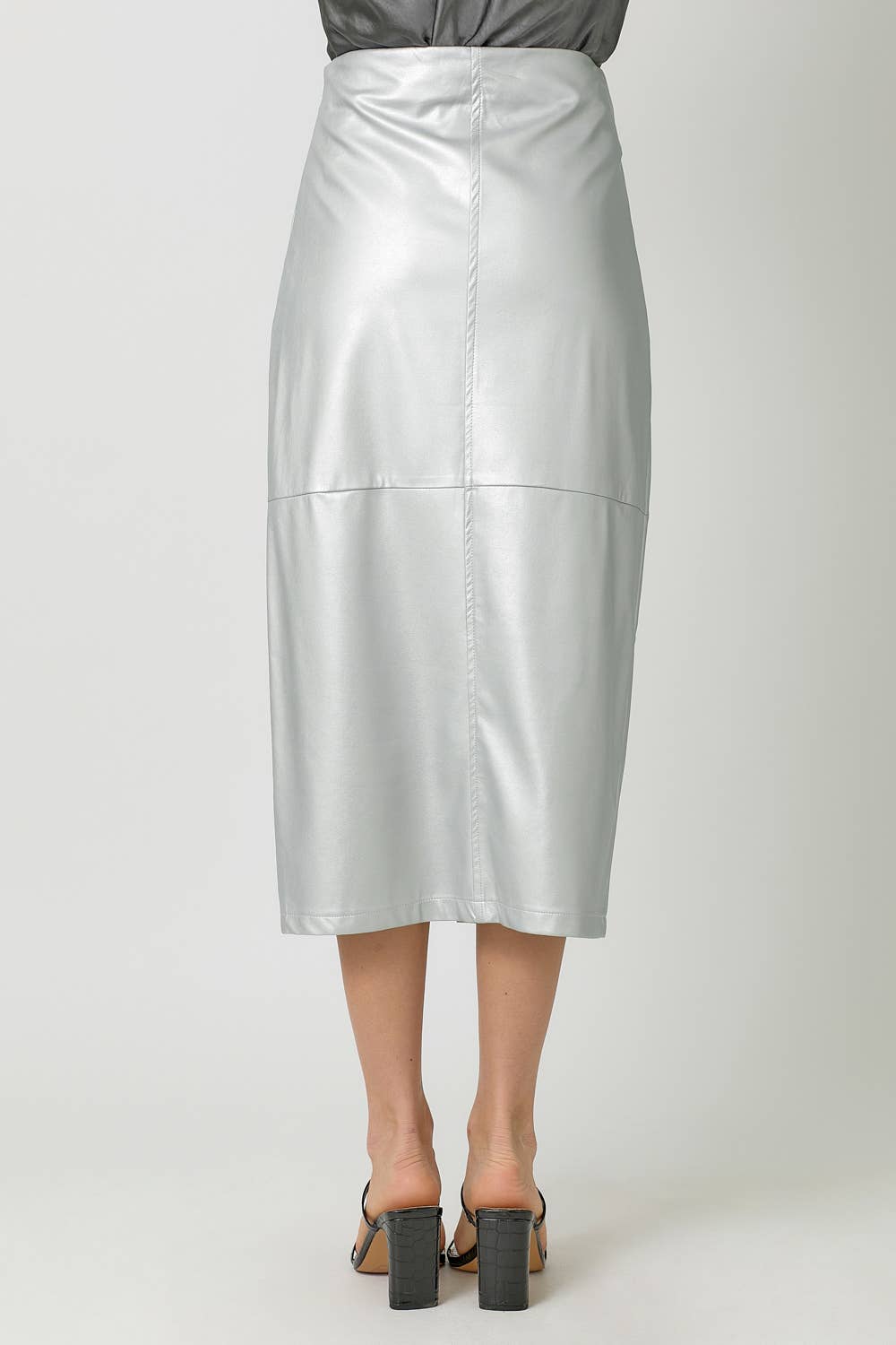 60845 Leather Midi Skirt-Blue Hand Home