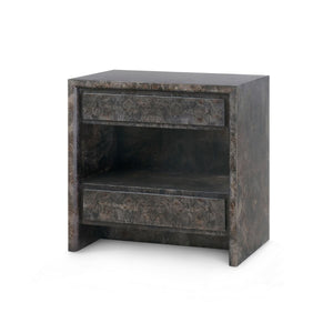 Beatrice 2-Drawer End Table / Arabica Burl-Blue Hand Home