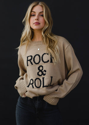 Tan & Black Rock & Roll Sweater-Blue Hand Home