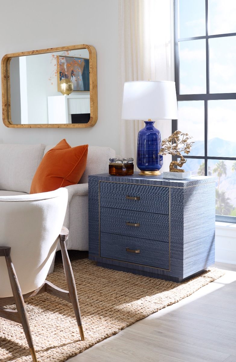 Ethan 3-Drawer End Table / Navy Blue-Blue Hand Home