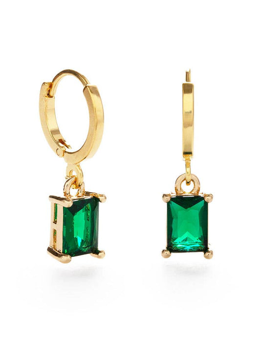 Emerald Green Huggie Hoop Earrings