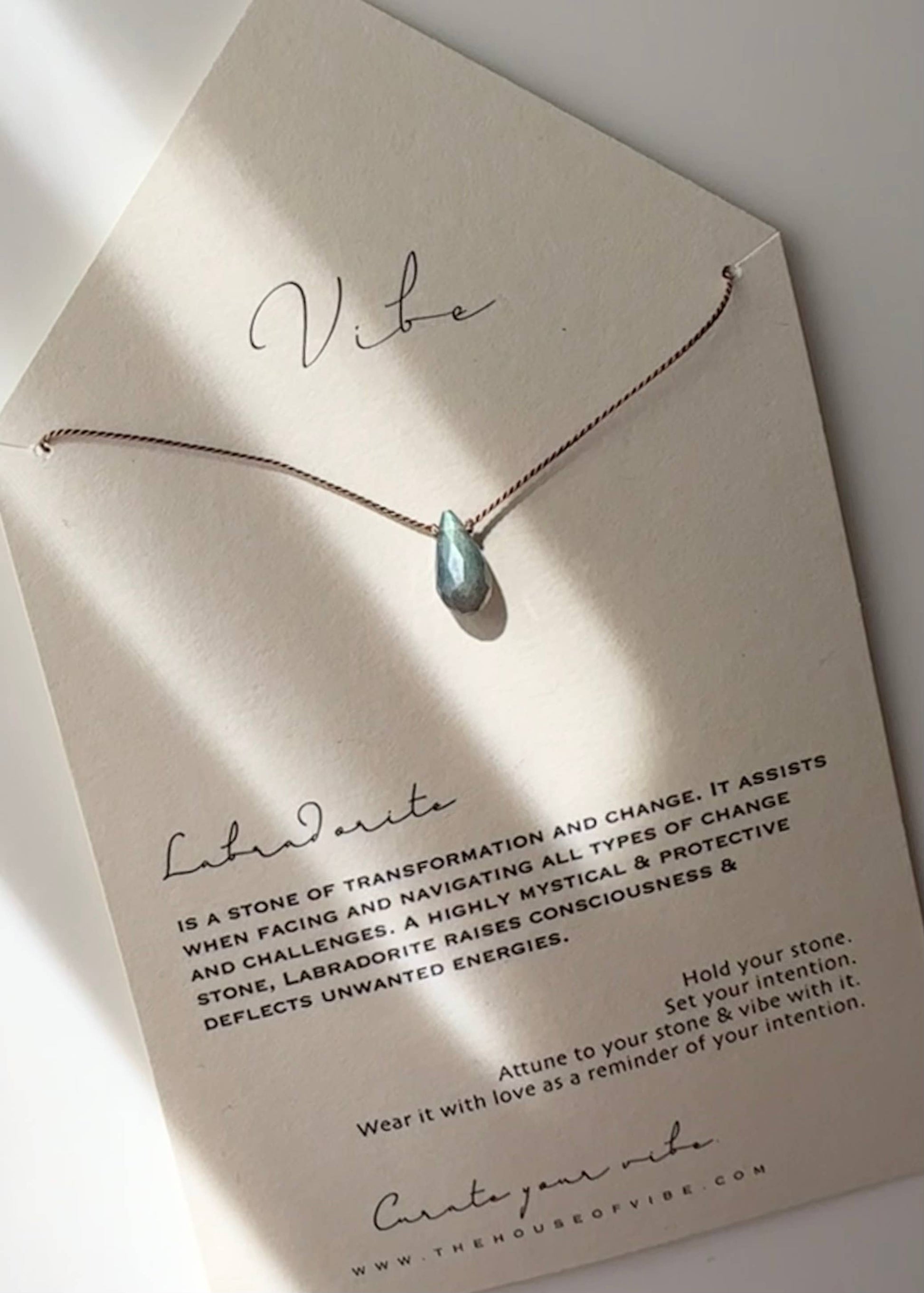 VIBE NECKLACE | LABRADORITE RAINDROP-Blue Hand Home