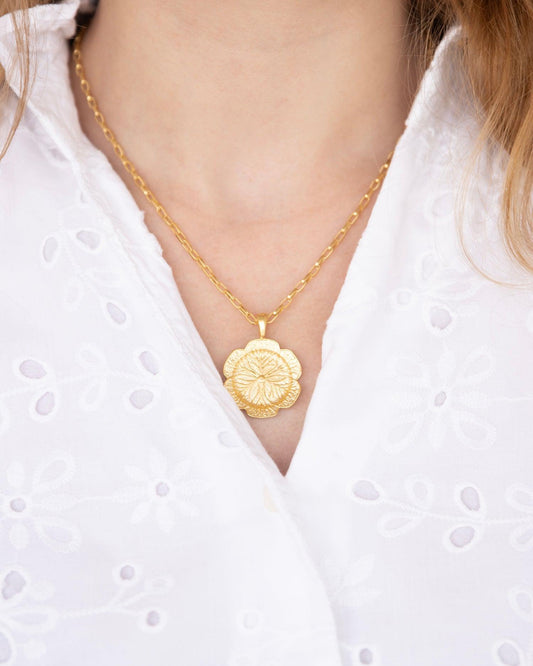 Gold Cabbage Necklace-Blue Hand Home