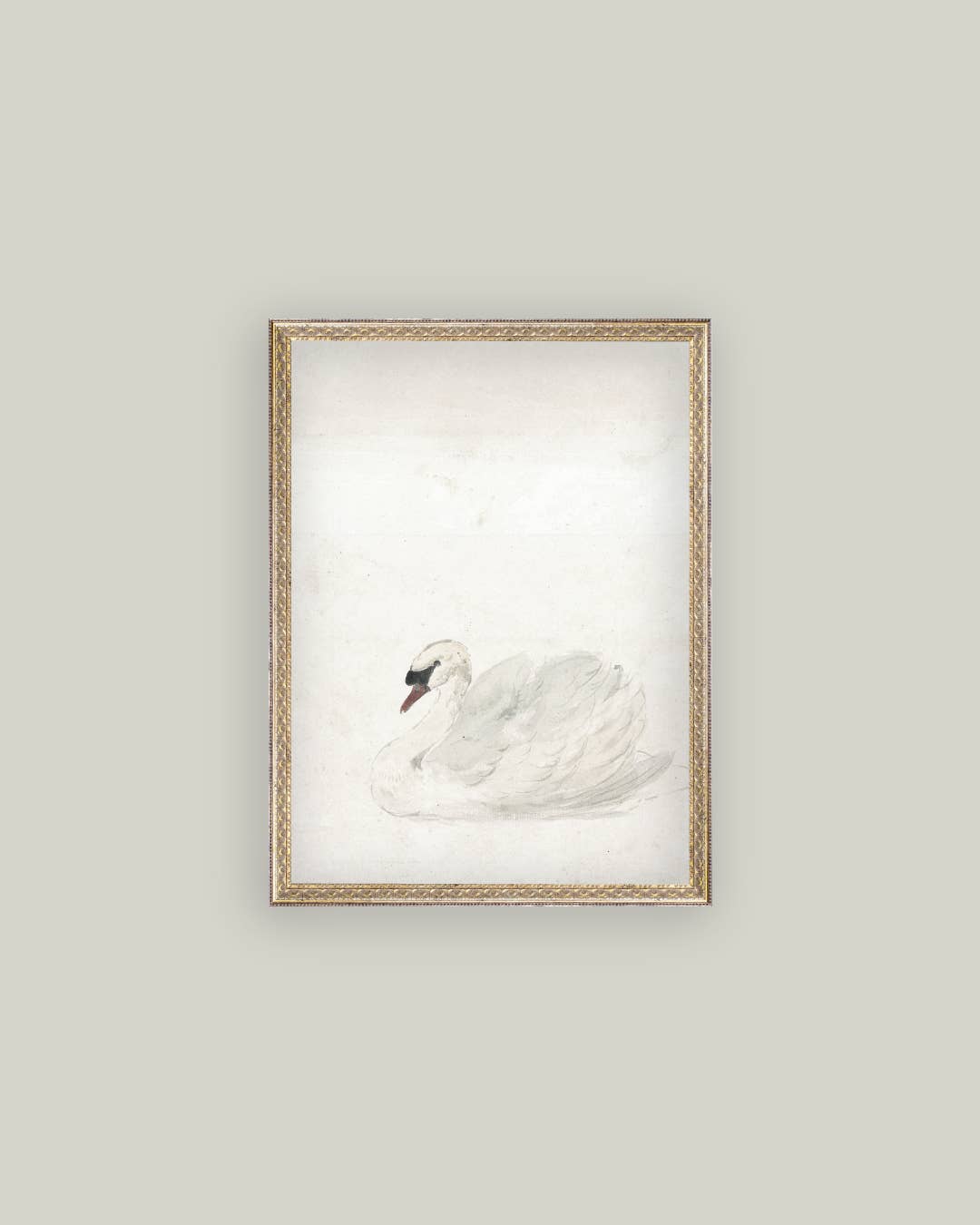 Swan Framed Antique Art-Blue Hand Home