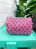 Quilted Makeup Bags | Cosmetics Toiletry Bag | Pink Floral-Blue Hand Home