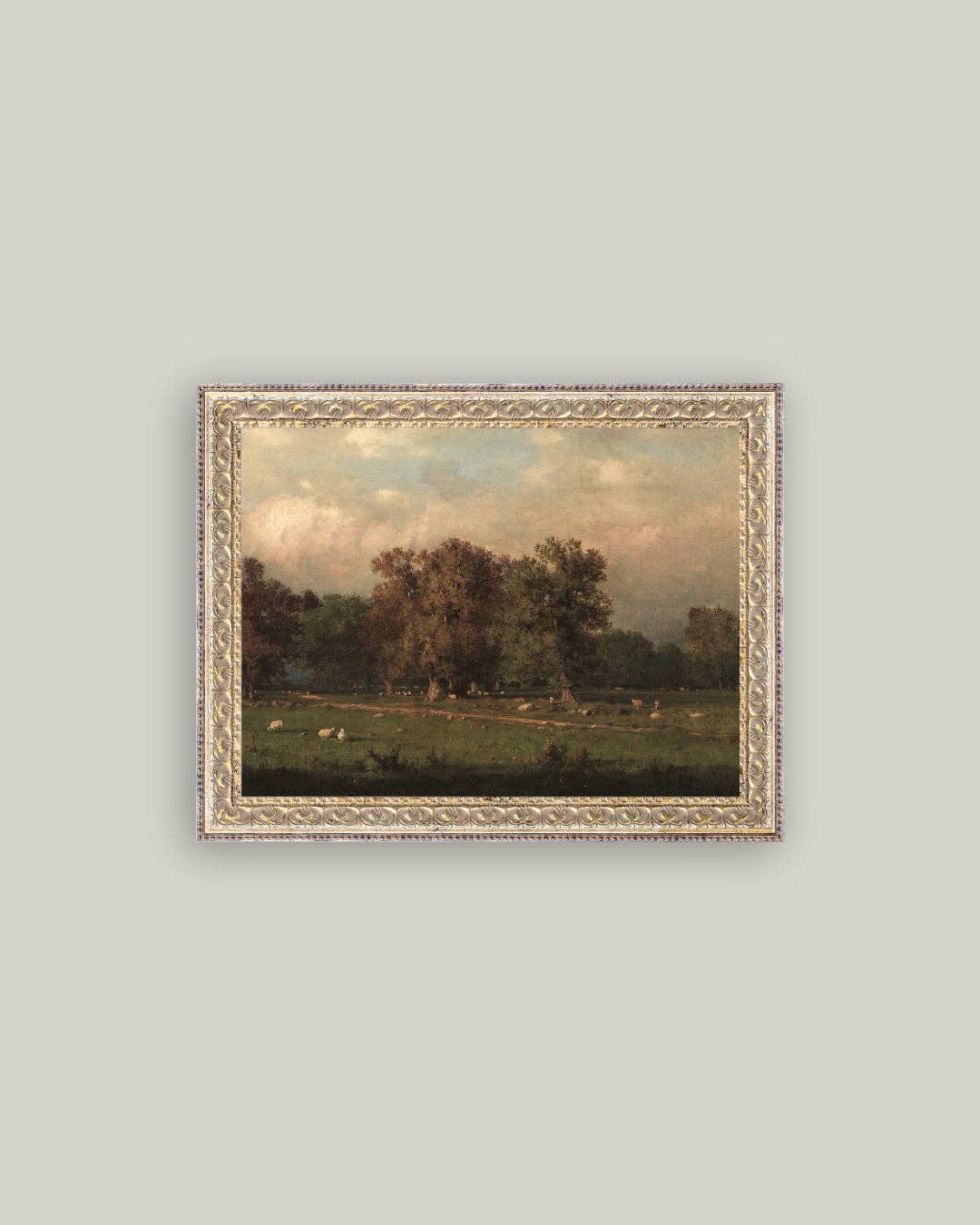 Sheep Farm Framed Antique Art-Blue Hand Home