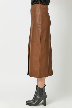 60845 Leather Midi Skirt-Blue Hand Home