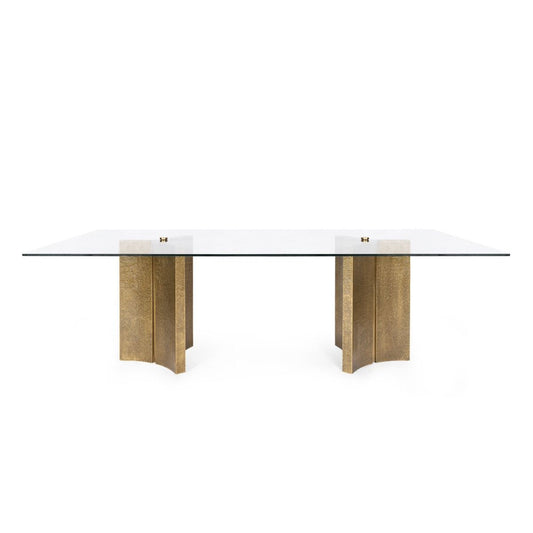 Damon Dining Table / Antique Brass-Blue Hand Home