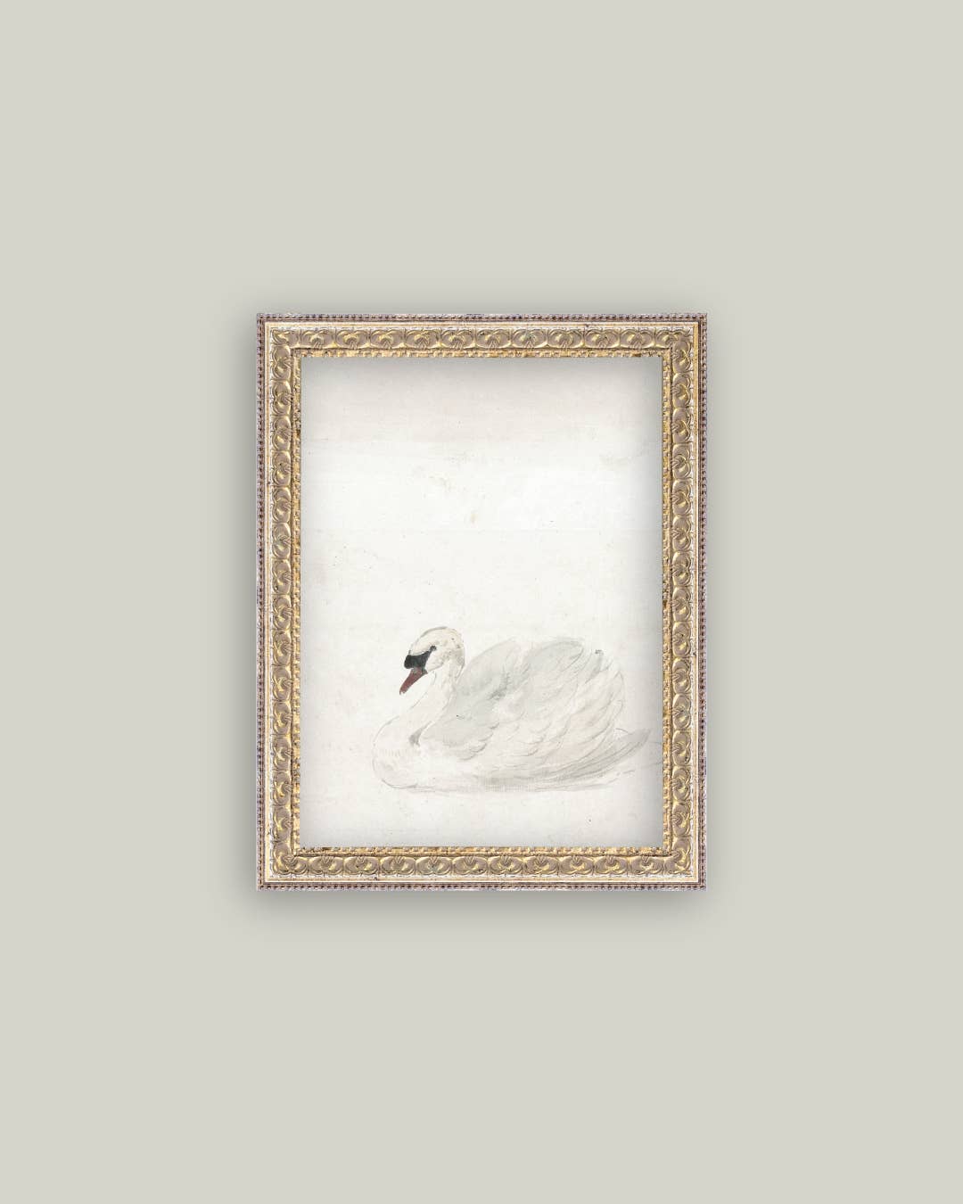 Swan Framed Antique Art-Blue Hand Home