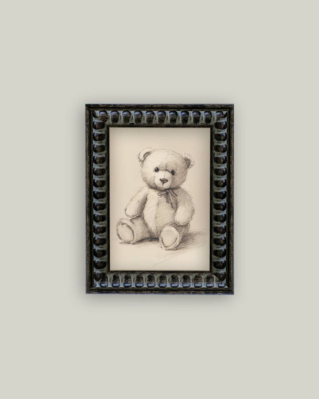 Teddy Bear Framed Antique Art-Blue Hand Home