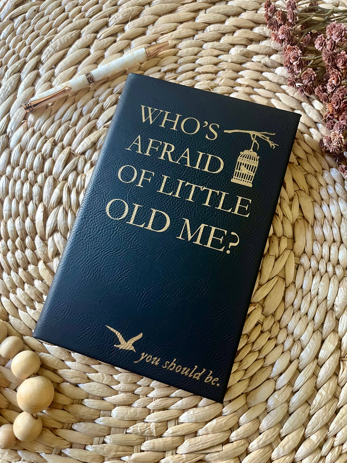 Who&#39;s Afraid of me Taylor Swift Inspired Leatherette Journal-Blue Hand Home