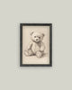 Teddy Bear Framed Antique Art-Blue Hand Home