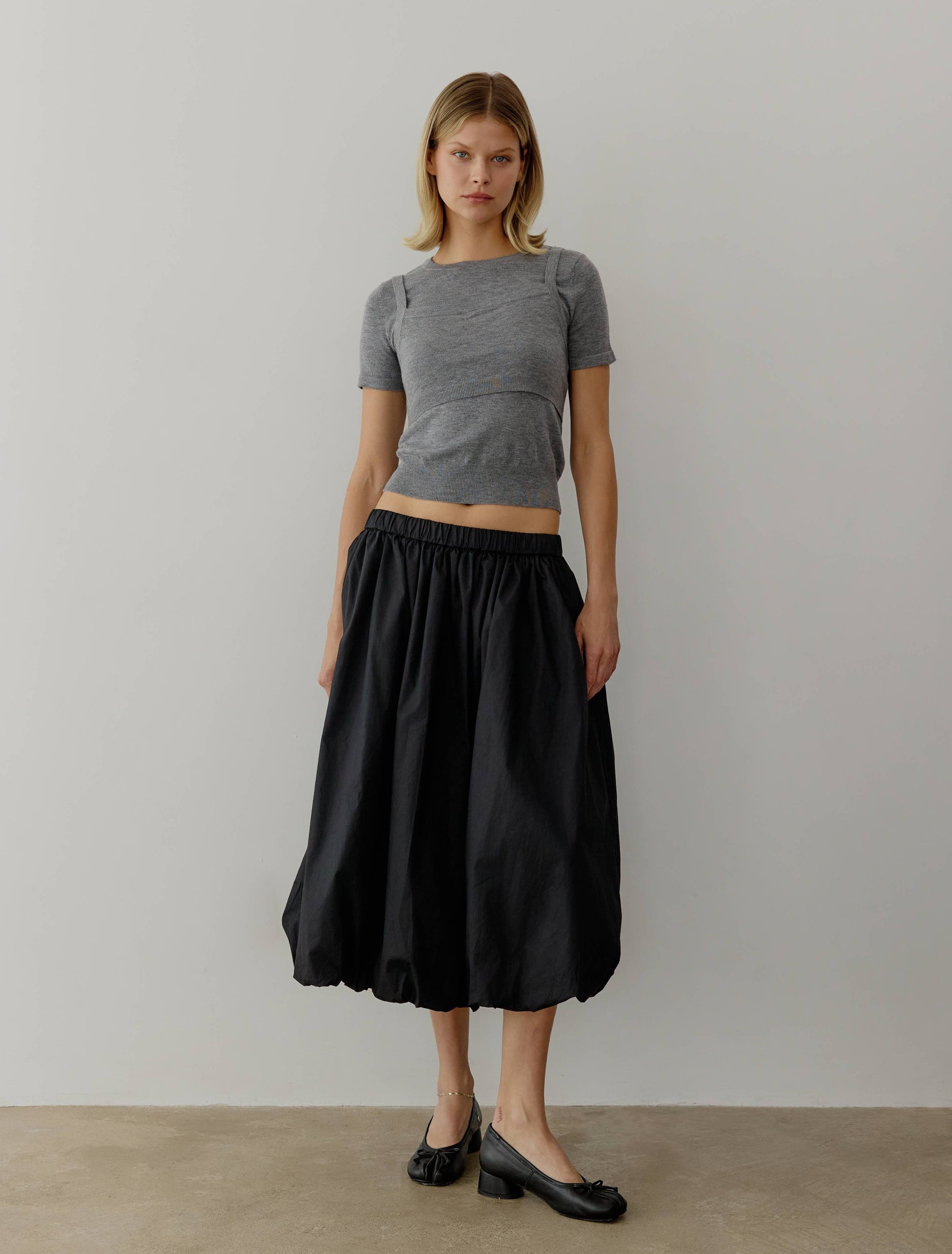 The Bella Skirt | Midi Bubble Skirt-Blue Hand Home