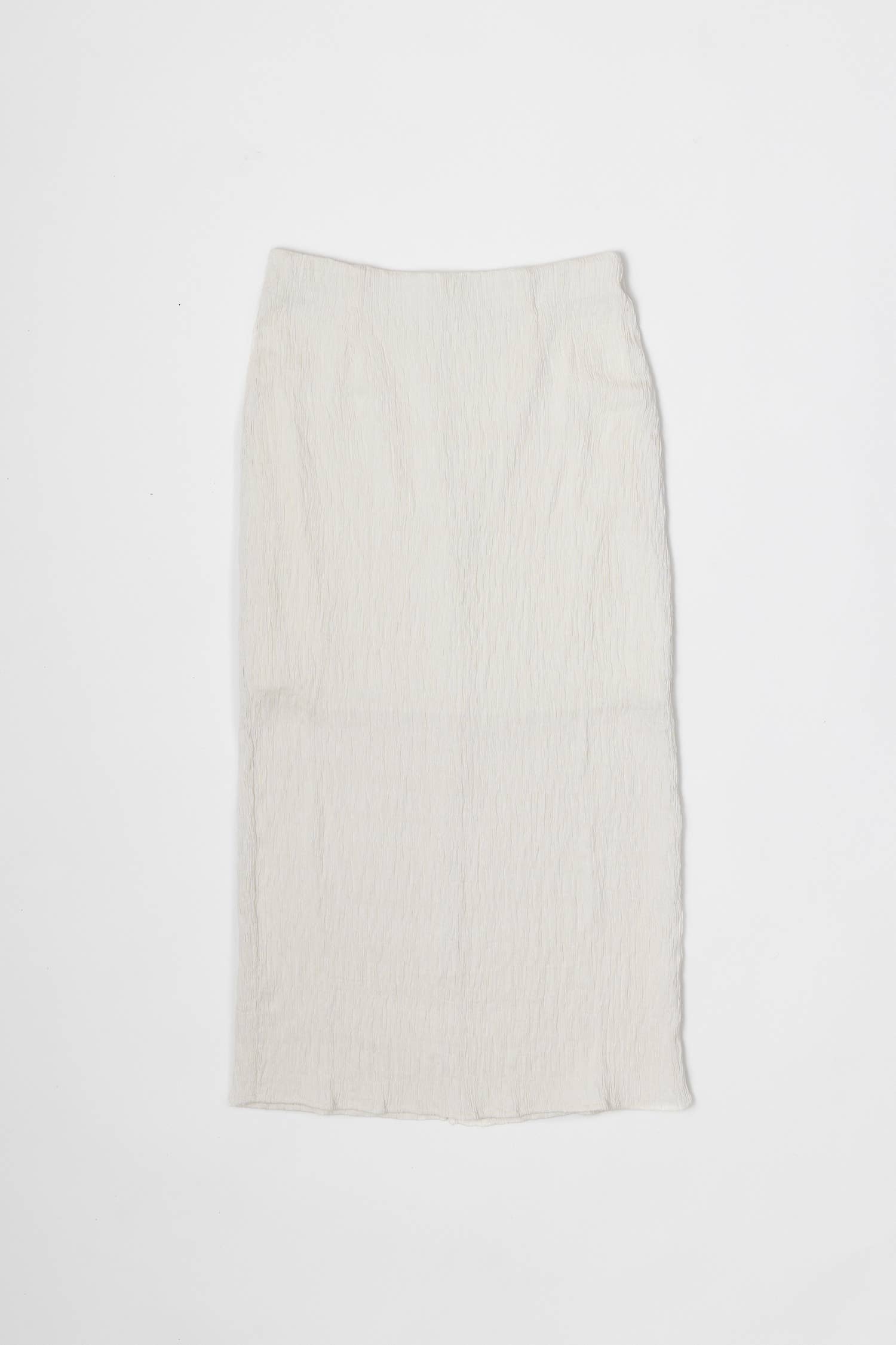 The Miranda Skirt | Textured Midi Skirt with Back Slit-Blue Hand Home