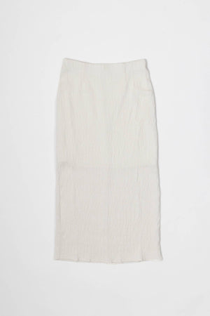 The Miranda Skirt | Textured Midi Skirt with Back Slit-Blue Hand Home