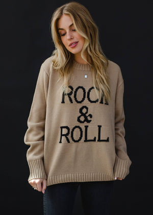 Tan & Black Rock & Roll Sweater-Blue Hand Home